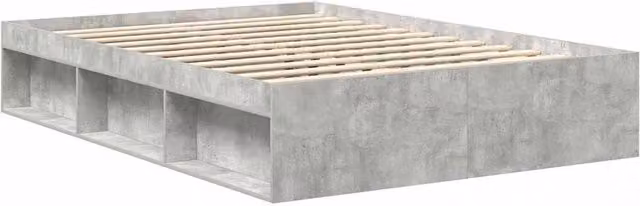 Berkfield Home Modern Bed Frame in Grey with Side Compartments, W/D/H: 140 x 190 cm