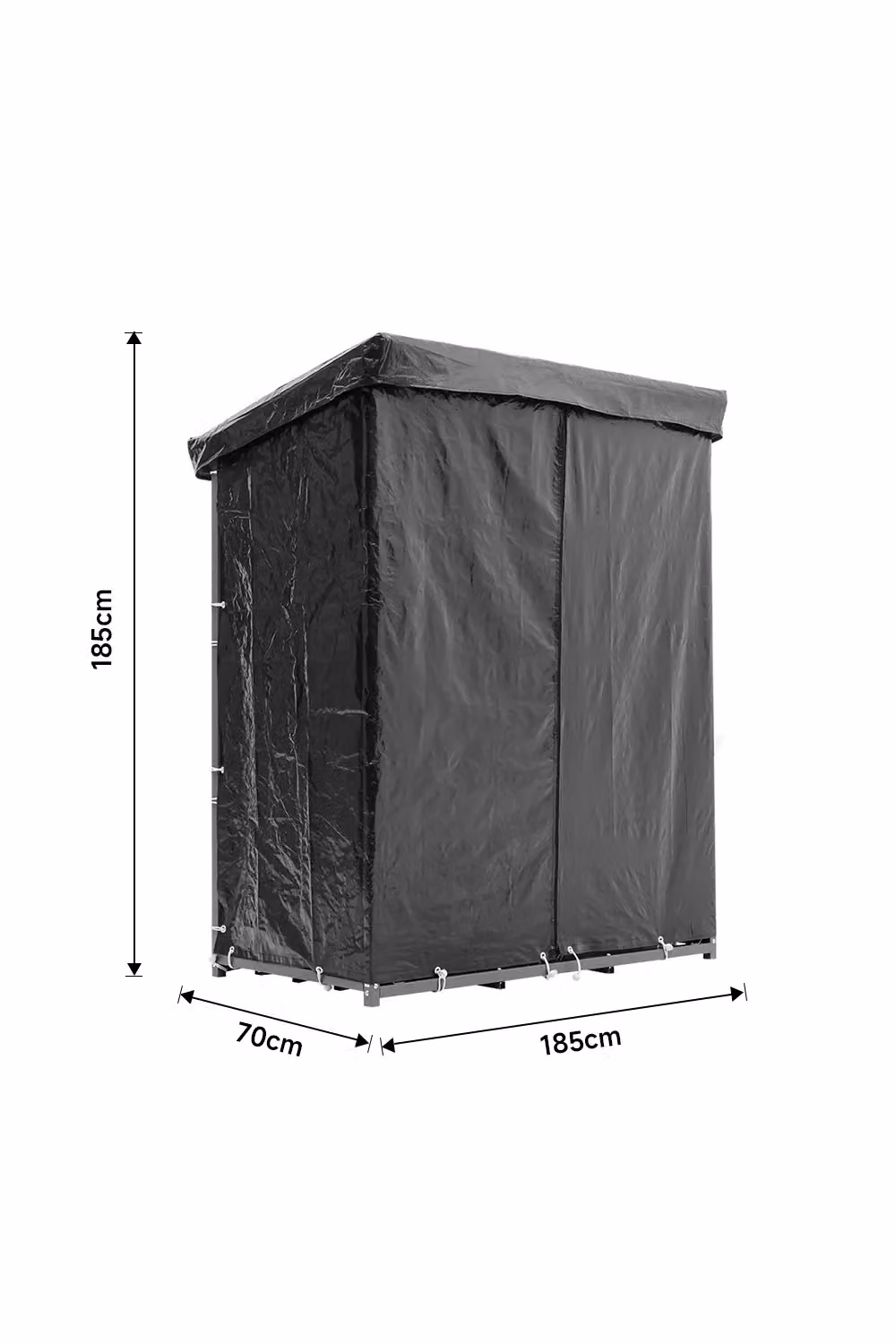 Living and Home Large Metal Tube Firewood Rack with Roof, Black, W: 182.88 cm, D: 70.1 cm, H: 185.0 cm – 3