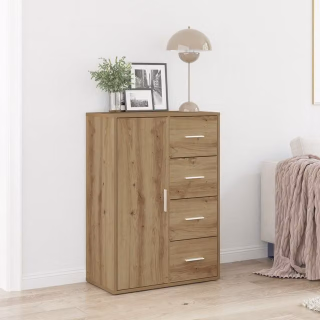 Berkfield Home Artisan Oak Sideboard in Brown, W/D/H: 60 x 31 x 84 cm