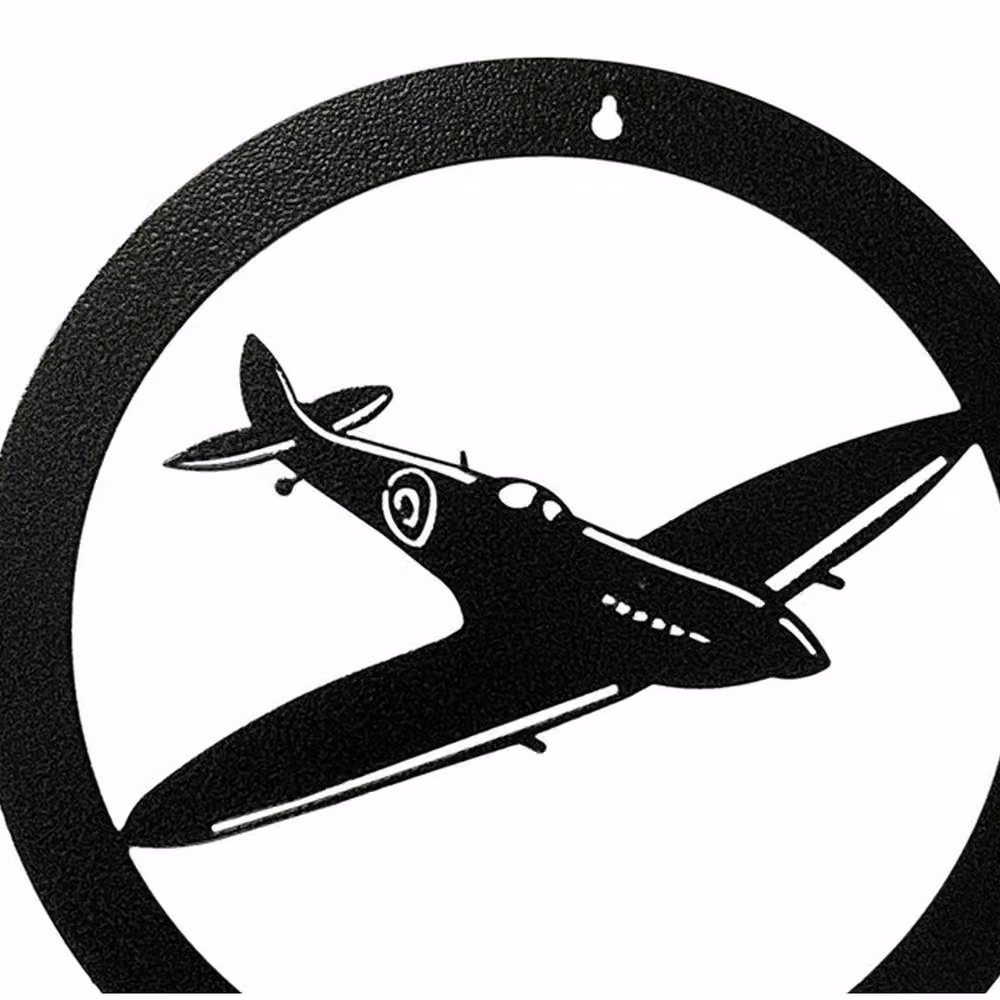 Poppyforge Spitfire Small Abstract Wall Art, Black Metal, W: 29.5 cm, D: 1.5 cm – 2
