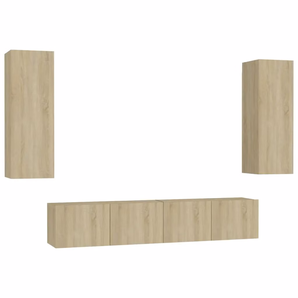 Berkfield Home 4 Piece Sonoma Oak TV Cabinet Set in Brown – 2
