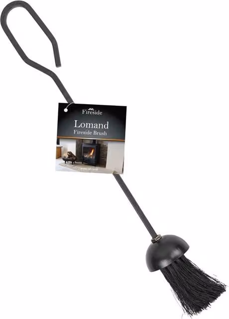 JVL Lomand Fireside Brush Fire Tool for Fireplace and Log Burners in Black Steel