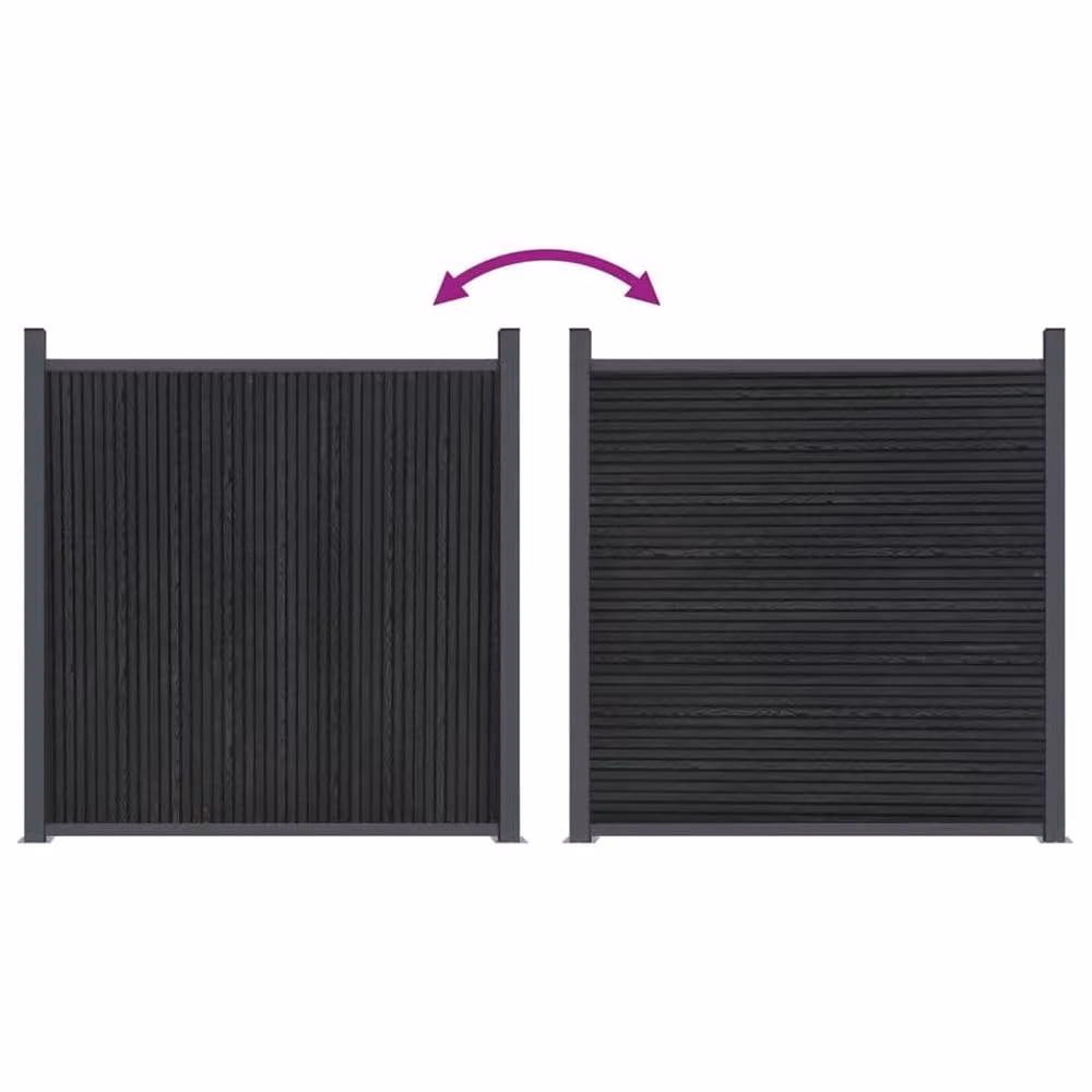 Berkfield Home Grey WPC and Aluminium Opaque Fence Panel, W: 526 cm, H: 186 cm – 3