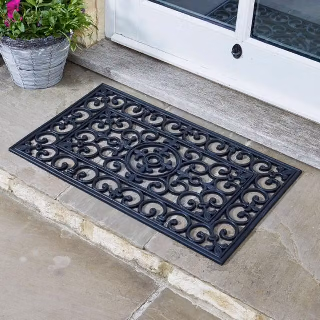 Garden Mile Black Rubber Cast Outdoor Mat