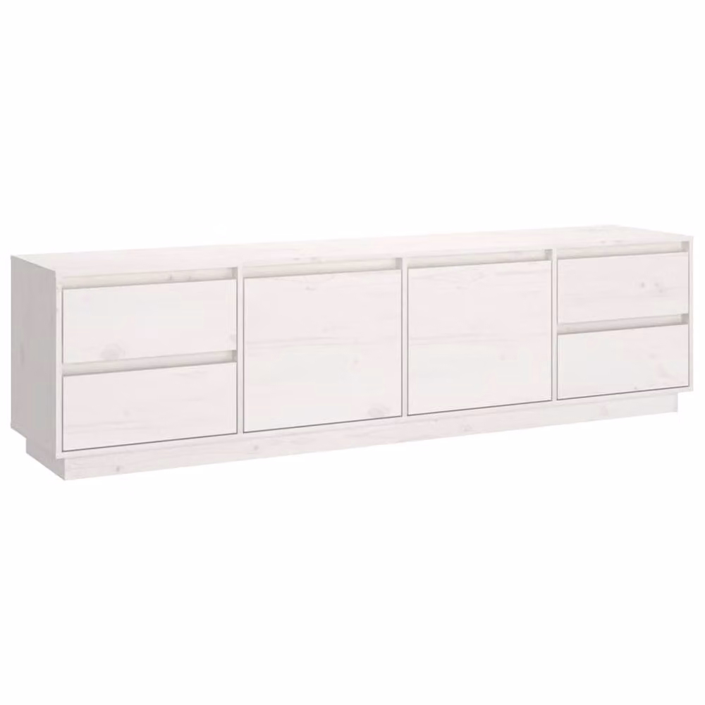 Berkfield Home White Solid Wood Pine TV Cabinet W: 176 cm, D: 37 cm, H: 47.5 cm – 2
