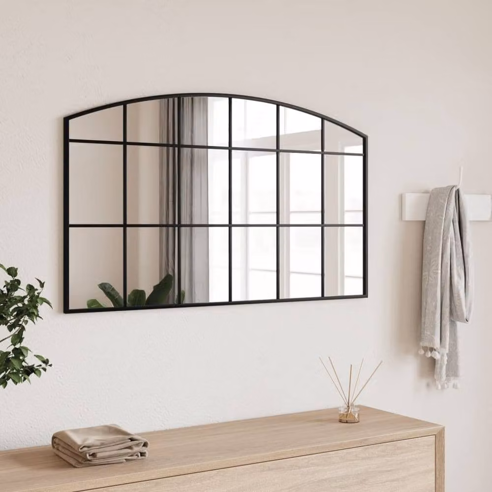 Berkfield Home Minimalist Round Wall Mirror in Black, W: 100 cm, H: 60 cm – 2
