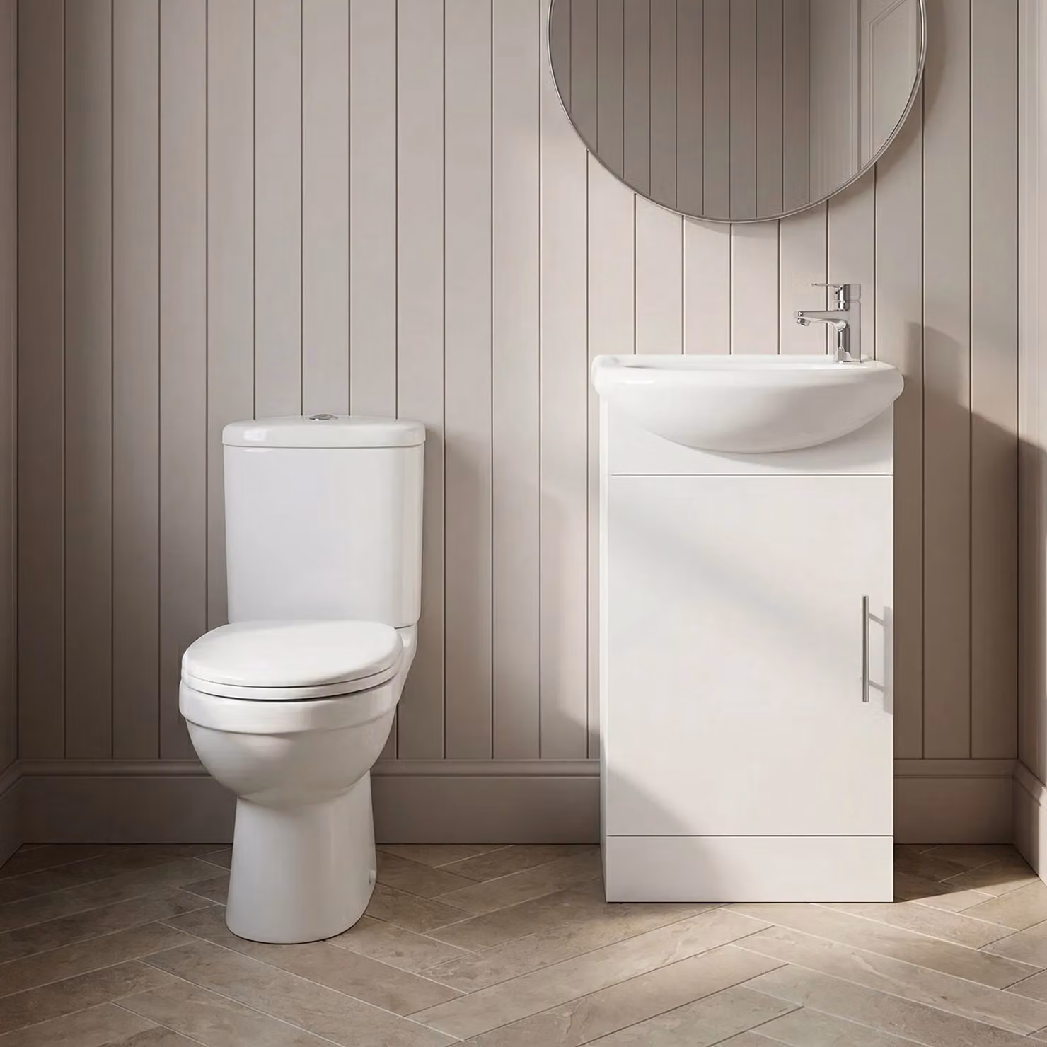 Balterley Gloss White Compact Cloakroom Vanity Unit, Toilet and Seat Set – 4