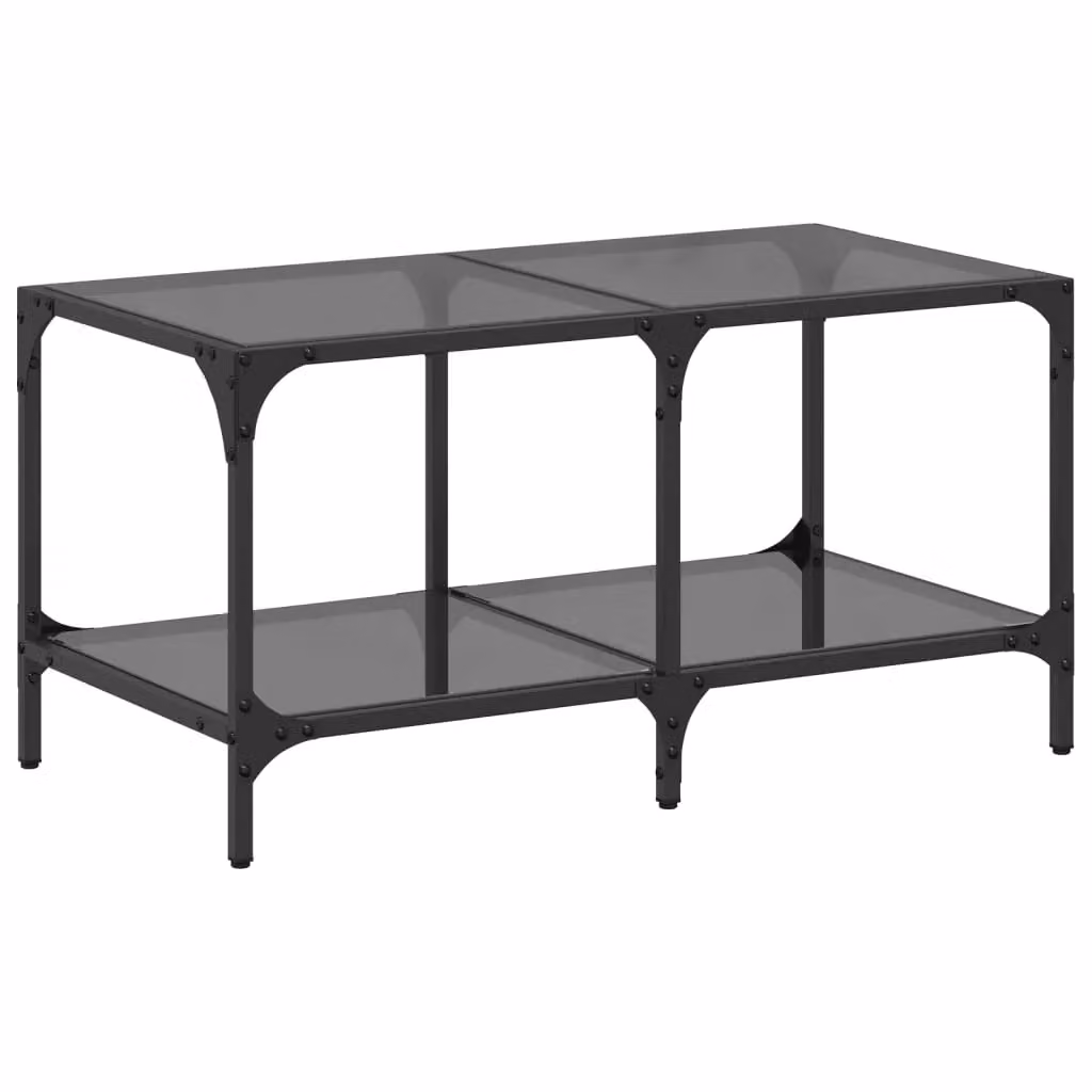 Berkfield Home Modern Rectangular Coffee Table with Black Glossy Glass Top and Steel Frame, W/D/H: 78.5 x 40 x 40 cm – 2