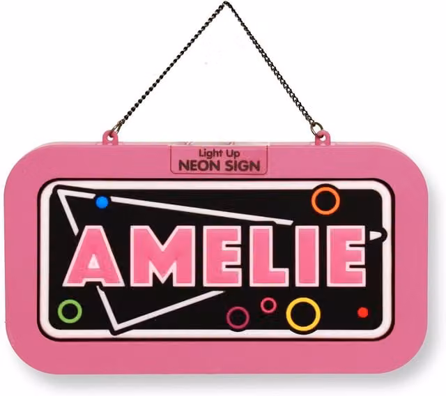 History & Heraldry Amelie Pre-personalised Light-Up Neon Bedroom Sign in Pink