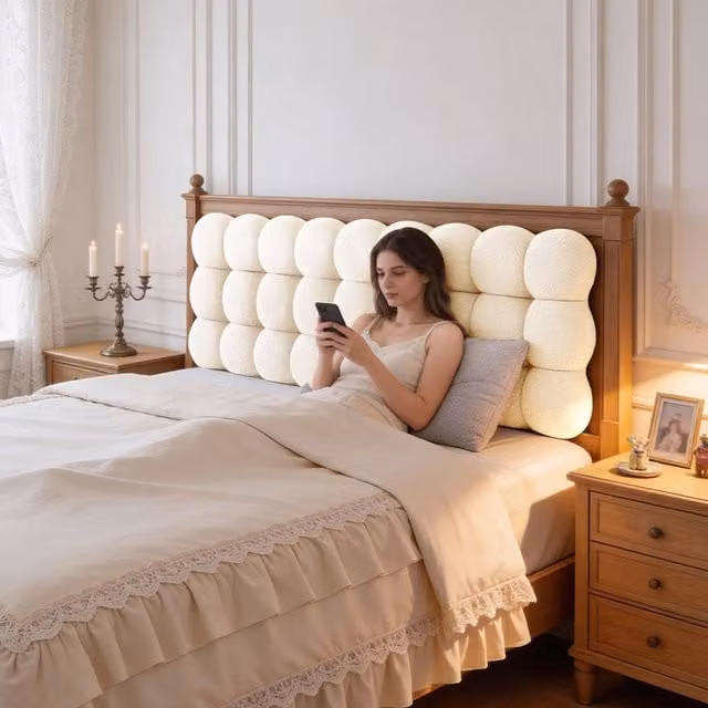 Livingandhome White Sherpa Headboard Bolster Pillow with Breathable Foam Flakes