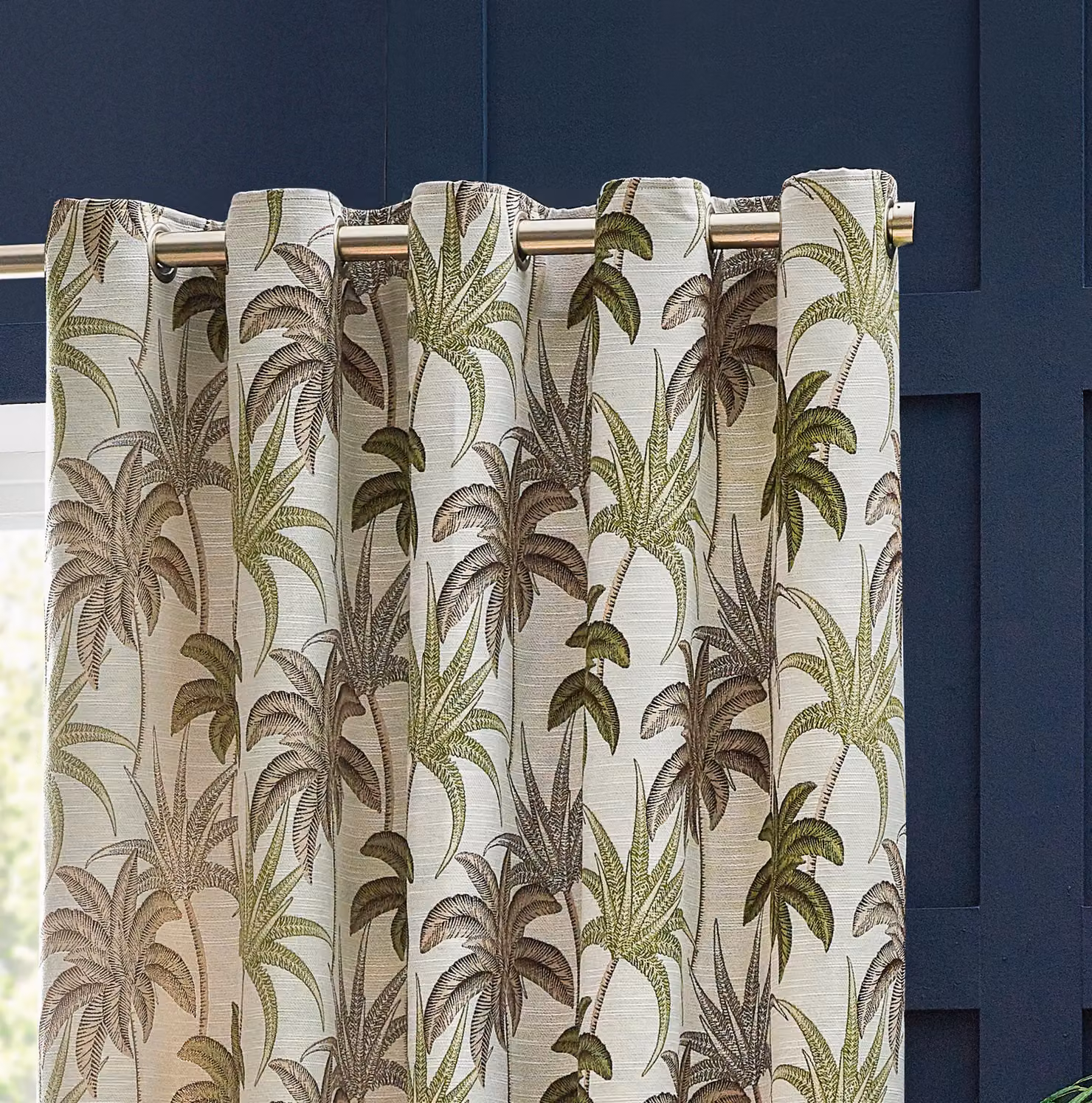 Wylder Tropics Galapagos Jacquard Eyelet Curtains in Green, Width: 117 cm, Drop: 183 cm – 2