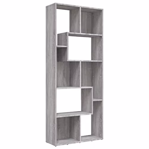 vidaXL Grey Sonoma Book Cabinet in Engineered Wood W/D/H: 67 x 24 x 161 cm