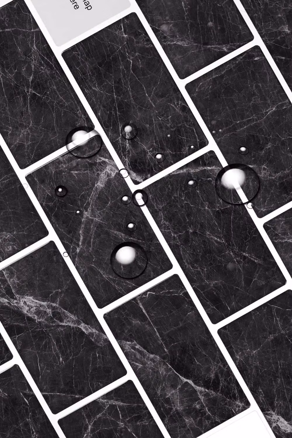 Living and Home 10 Pcs Black Marquina Marble 3D Peel and Stick Subway Wall Tile Stickers – 4