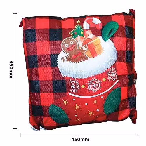Netagon Christmas Themed Square Cushion in Red with Washable Linen Cover and Hollow Fibre Filling W/D/H: 45 x 45 x 4.5 cm – 2
