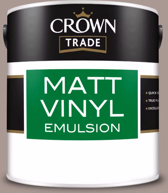 Crown Trade Matt Vinyl Dispersion Paint in Crushed Chocolate, Brown and Multicolour, 2.5 l – 1