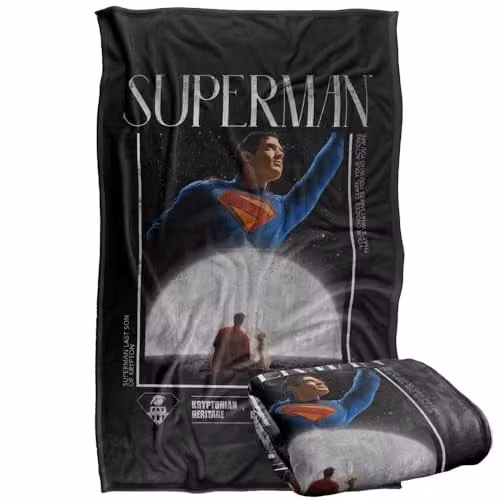 LOGOVISION Superman (2025) Movie Poster Super Soft Fleece Throw Blanket, Multicolour, W: 91 cm, D: 147 cm – 1