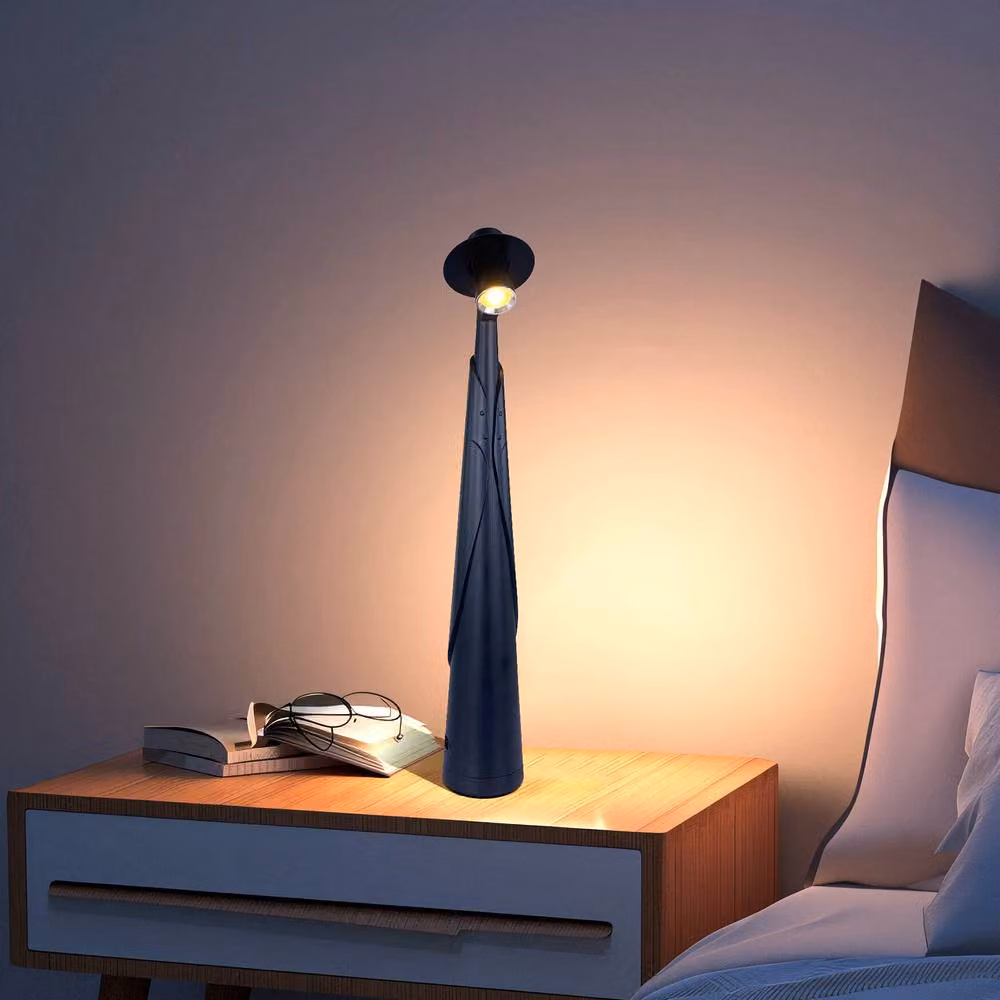 INMTFEI Rechargeable LED Touch Bedside Lamp in Black with Dimmer and Warm White Light – 3