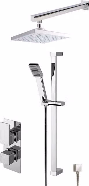 Balterley Empire Concealed Square Twin Valve Thermostat Shower Set in Chrome Silver
