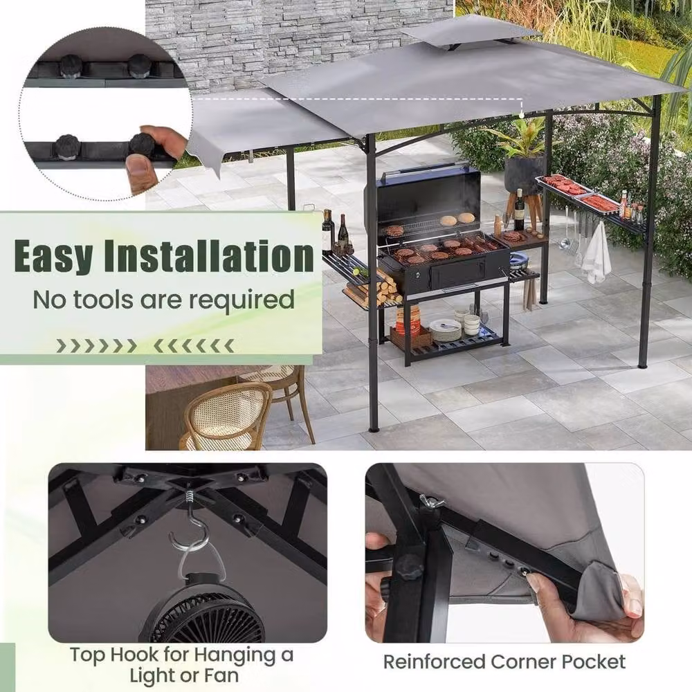 Kelvenix Outdoor Barbecue Canopy Tent with Double-Tiered Top in Grey – 3