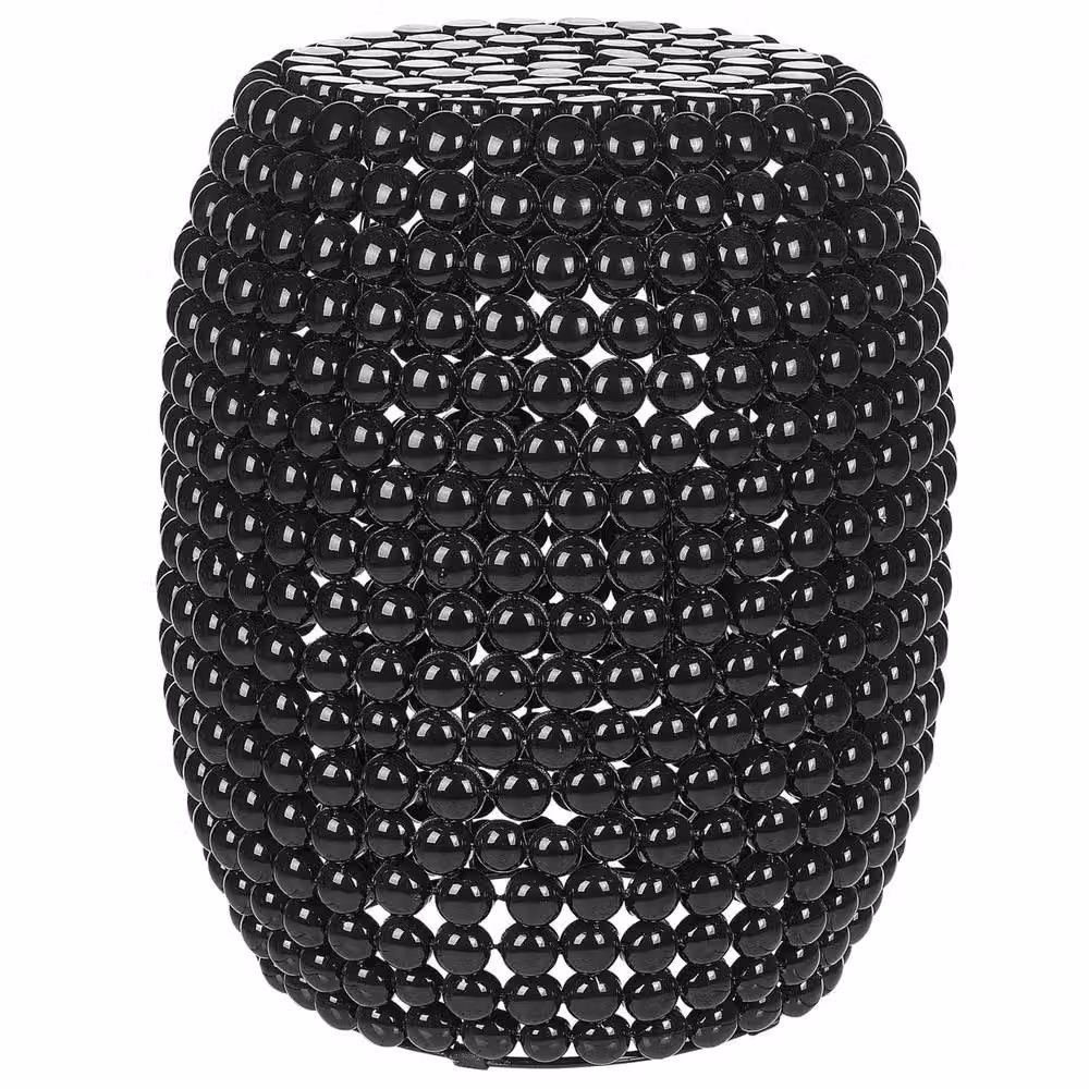 Wyld and Coco Beaded Drum Side Table in Black Metal, Diameter: 62 cm, Height: 62 cm – 2
