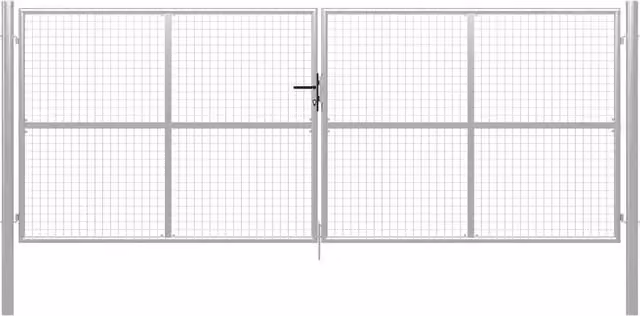 Berkfield Home Single Swing Garden Gate in Silver Galvanised Steel, W: 415 cm, H: 200 cm