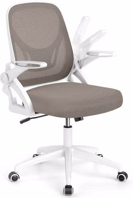 Kelvenix Grey Fabric Swivel Task Chair with Armrests and Castors for Home Office – 1