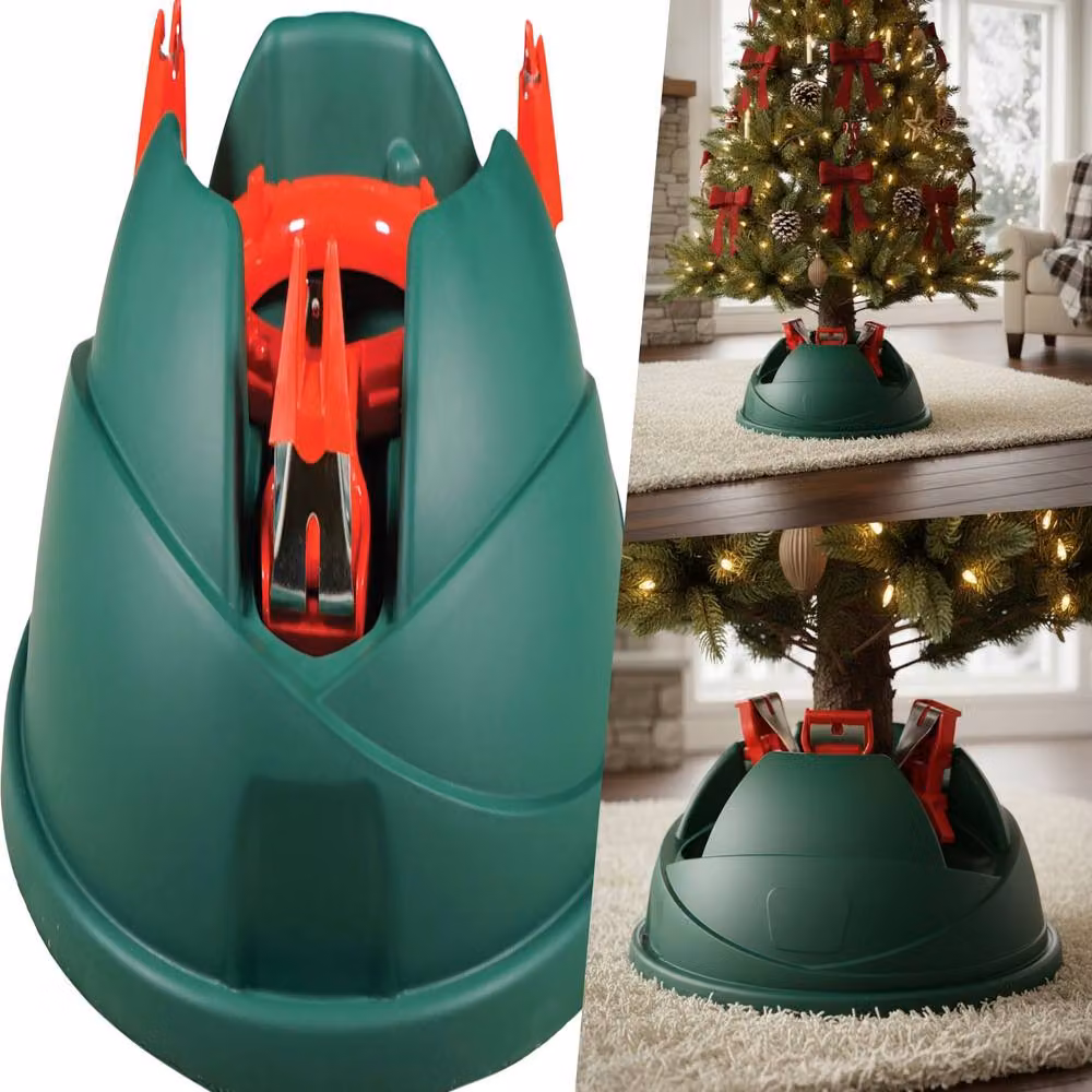 Pegdev Green Christmas Tree Stand for Real Trees with Metal Clasps – 4