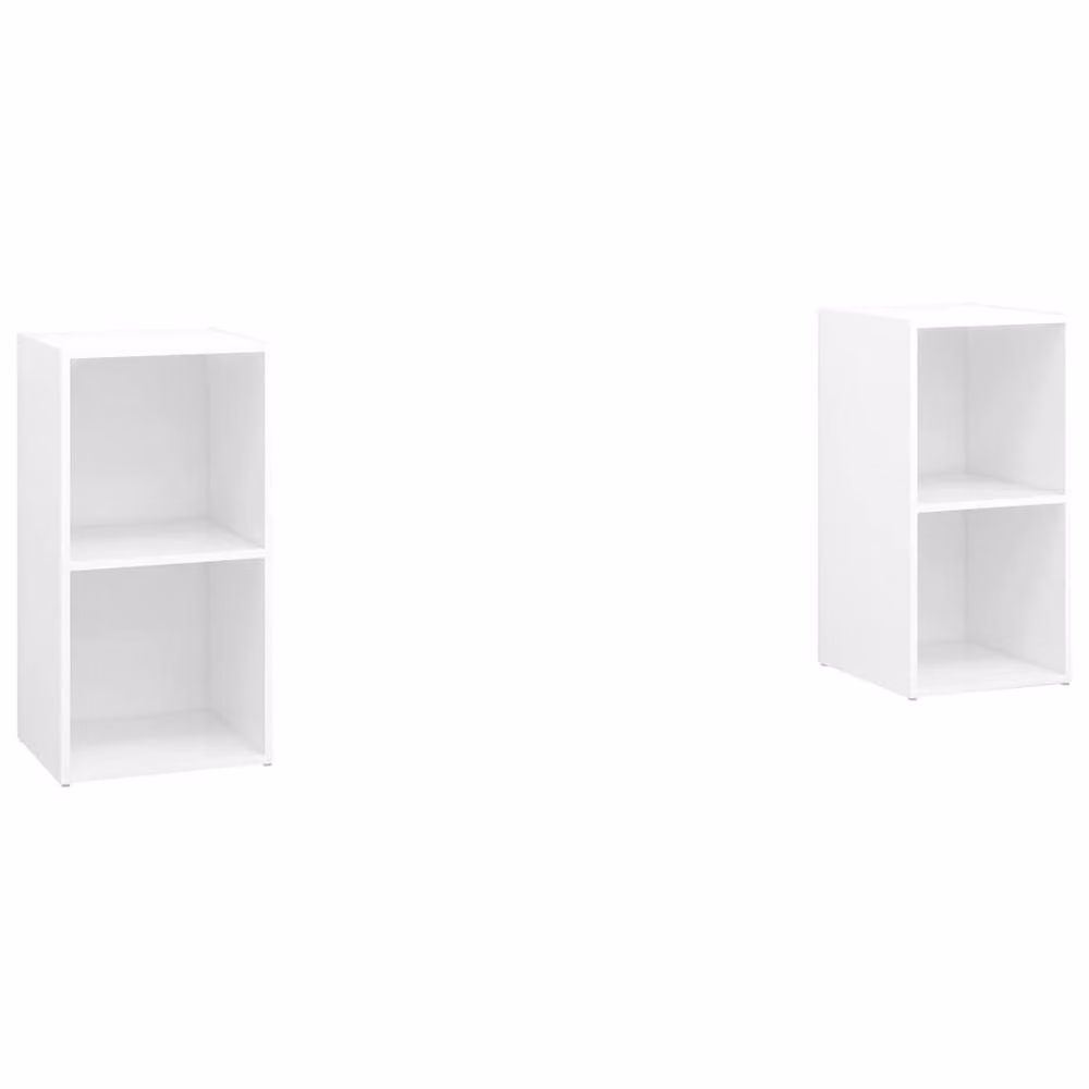 Berkfield Home Set of 2 White Minimalist TV Cabinets in Engineered Wood, W/D/H: 72 x 35 x 36.5 cm – 2