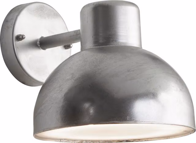 Portland Outdoor LED Wall Light in Silver Metal and Glass with IP44 Rating