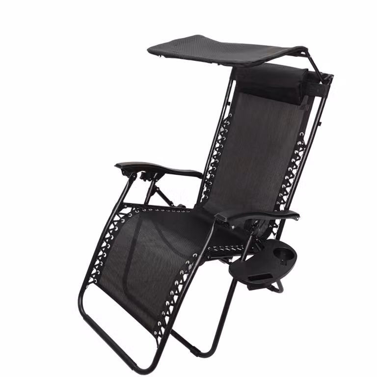 Samuel Alexander Multi Position Garden Gravity Relaxer Sun Lounger with Sun Canopy in Black