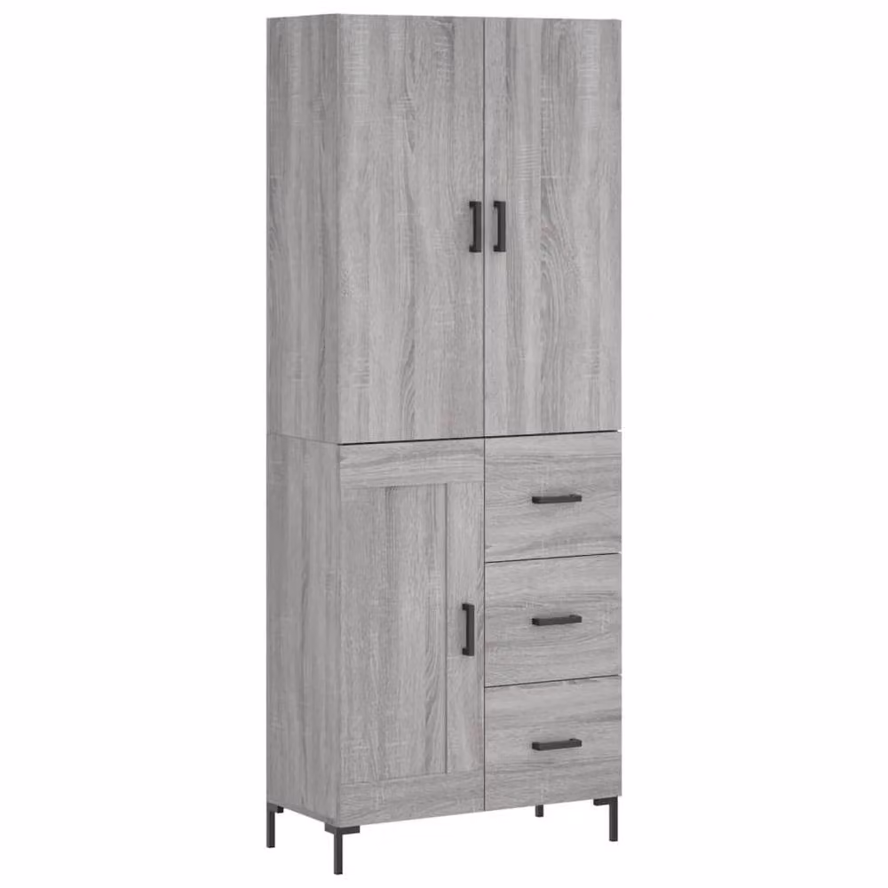 Berkfield Home Grey Sonoma Highboard with Hinged Doors and Internal Shelves, W/D/H: 69.5 x 34 x 180 cm – 3