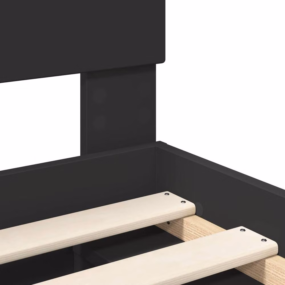 Berkfield Home Modern Bed Frame with Headboard in Black, Engineered Wood, W/D/H: 200 x 200 cm – 3