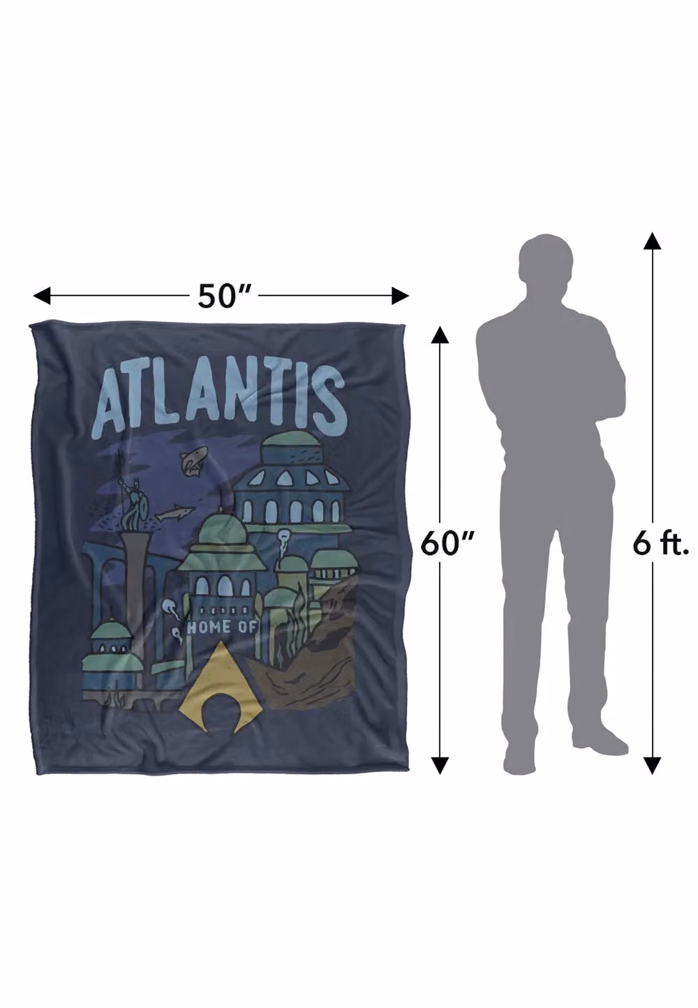 Warner Brothers Aquaman Silky Touch Super Soft Fleece Throw Blanket, White and Multicolour, W: 152 cm, D: 127 cm – 7
