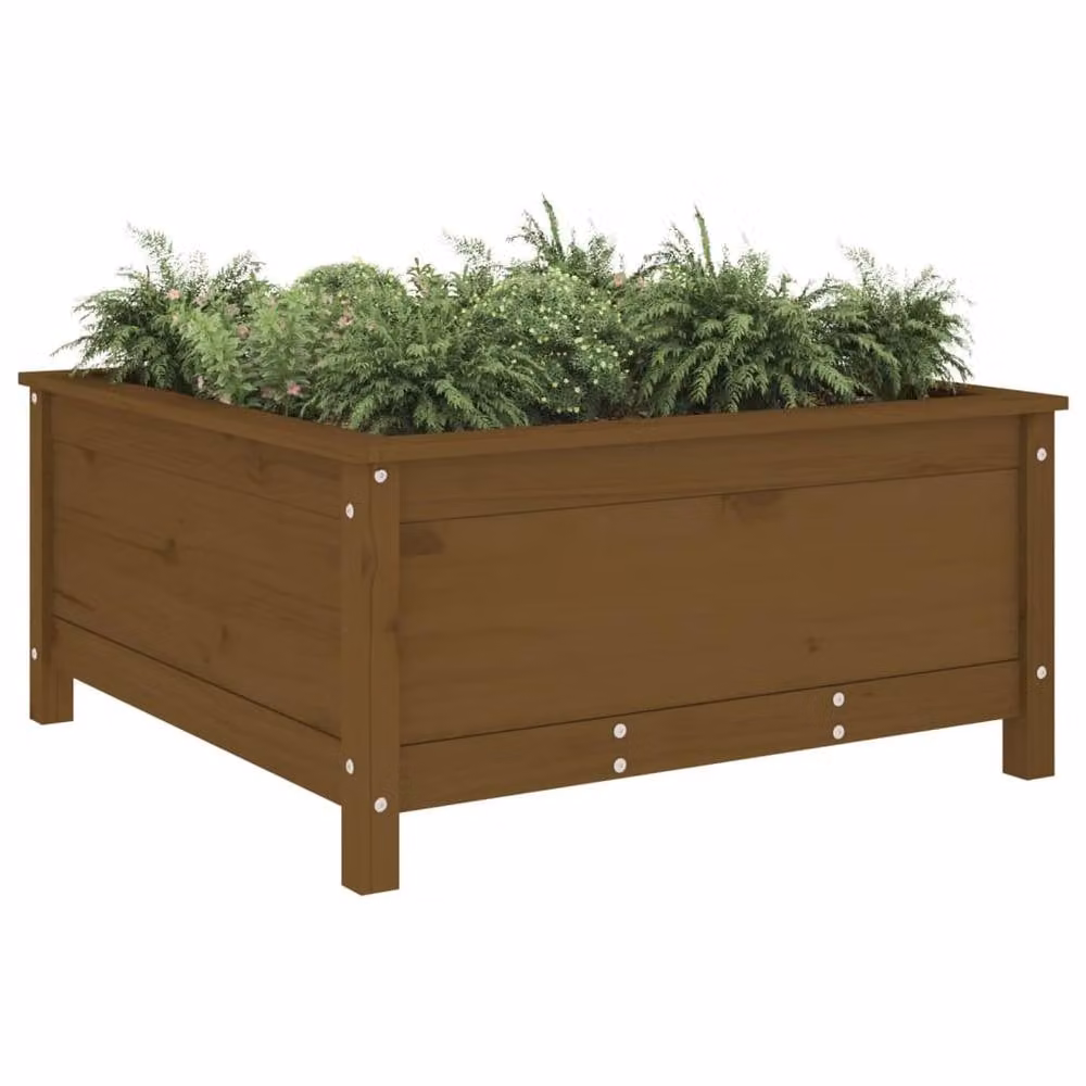 Berkfield Home Brown Wooden Garden Planter Tub W/D/H: 82.5 x 82.5 x 39 cm – 3