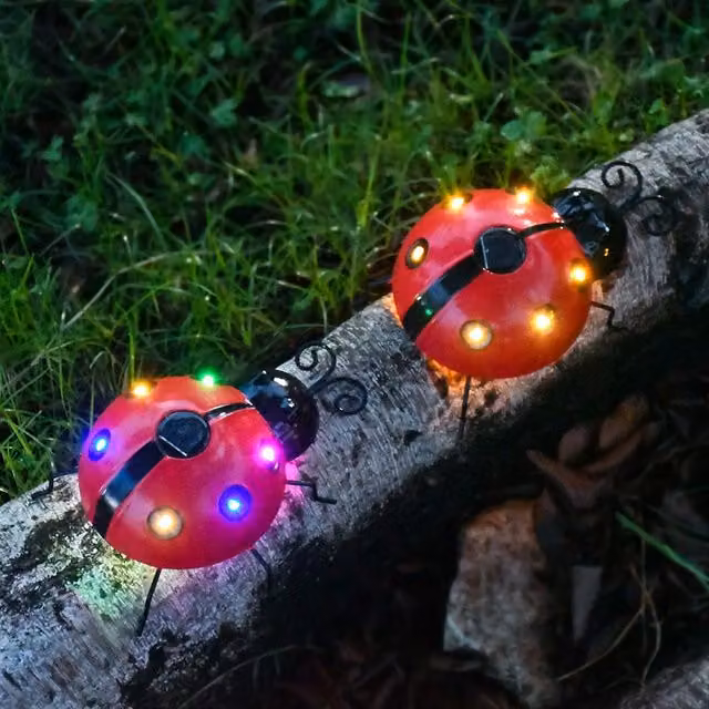 Leaper Pack of 1 Red and Black Outdoor Solar Ladybug Decorative Garden Lights