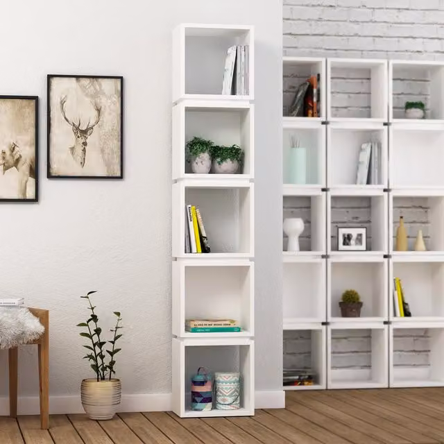 Decortie Modern White Wall Mounted Cube Bookcase Display Unit