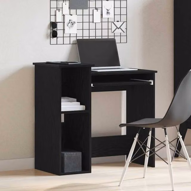 Berkfield Home Modern Black Writing Desk with Shelves, W/D/H: 84 x 40 x 78 cm