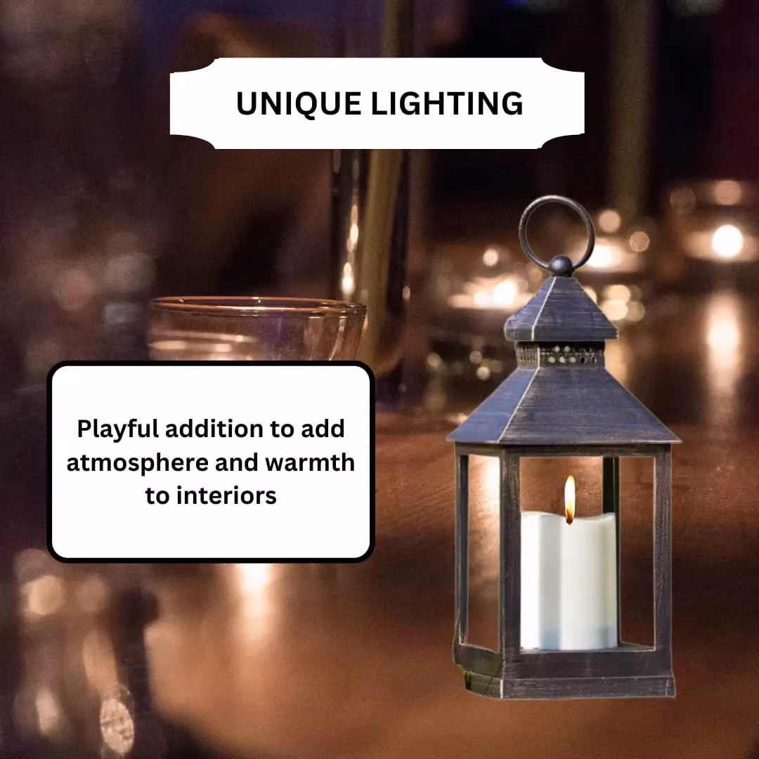 Marco Paul Grey and Black Metal Hanging Garden Lantern with Flickering Candle Effect – 5