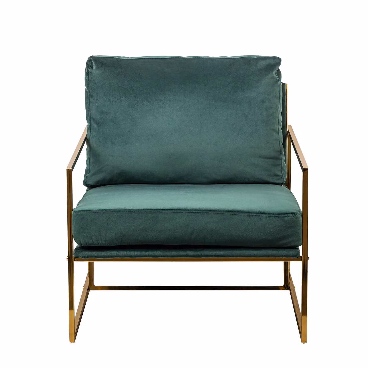 Nordlys Modern Green Velvet Lounge Chair with Armrests and Metal Frame – 3
