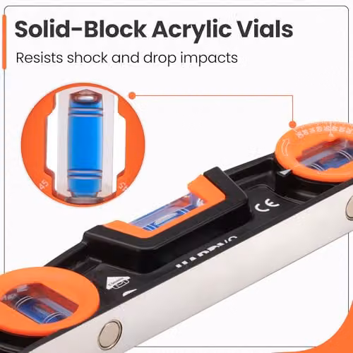 Hardys Torpedo Spirit Level, Black Aluminium Magnetic Level with 3 Vials – 4