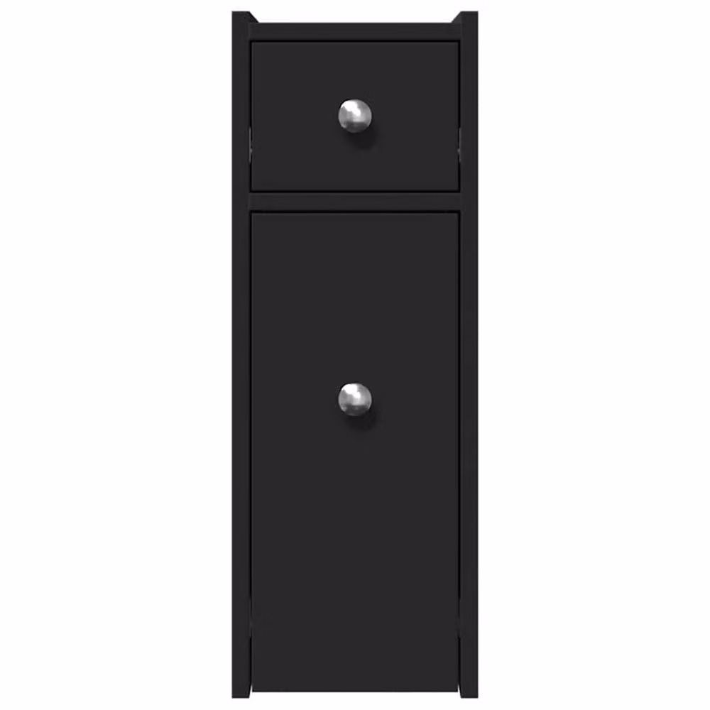 Berkfield Home Narrow Bathroom Cupboard with Wheels in Black Matt MDF, W/D/H: 21.5 x 50 x 60 cm – 3