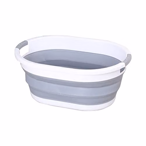 WedDecor Collapsible Oval Laundry Basket with Handles, 39L, Grey – 1