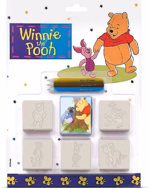 Disney Winnie the Pooh Kids Craft and Stationery Set with 5 Multiprint Rubber Stamps, Yellow and Multicolour