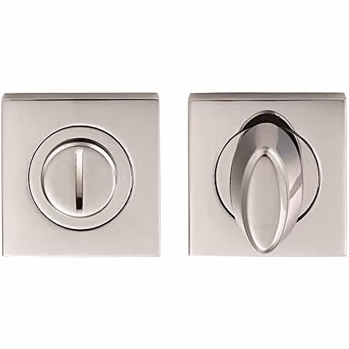 Loops Bathroom Thumbturn Lock and Release Handle with Square Rose in Polished Chrome Silver