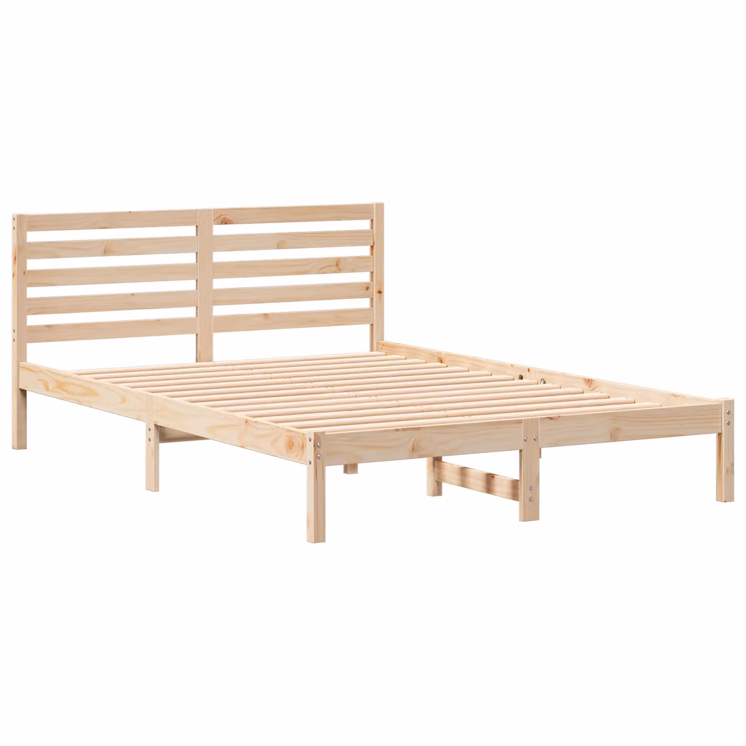 Berkfield Home Solid Pine Wood Bed with Headboard, Brown, W: 140 cm, L: 220 cm – 2