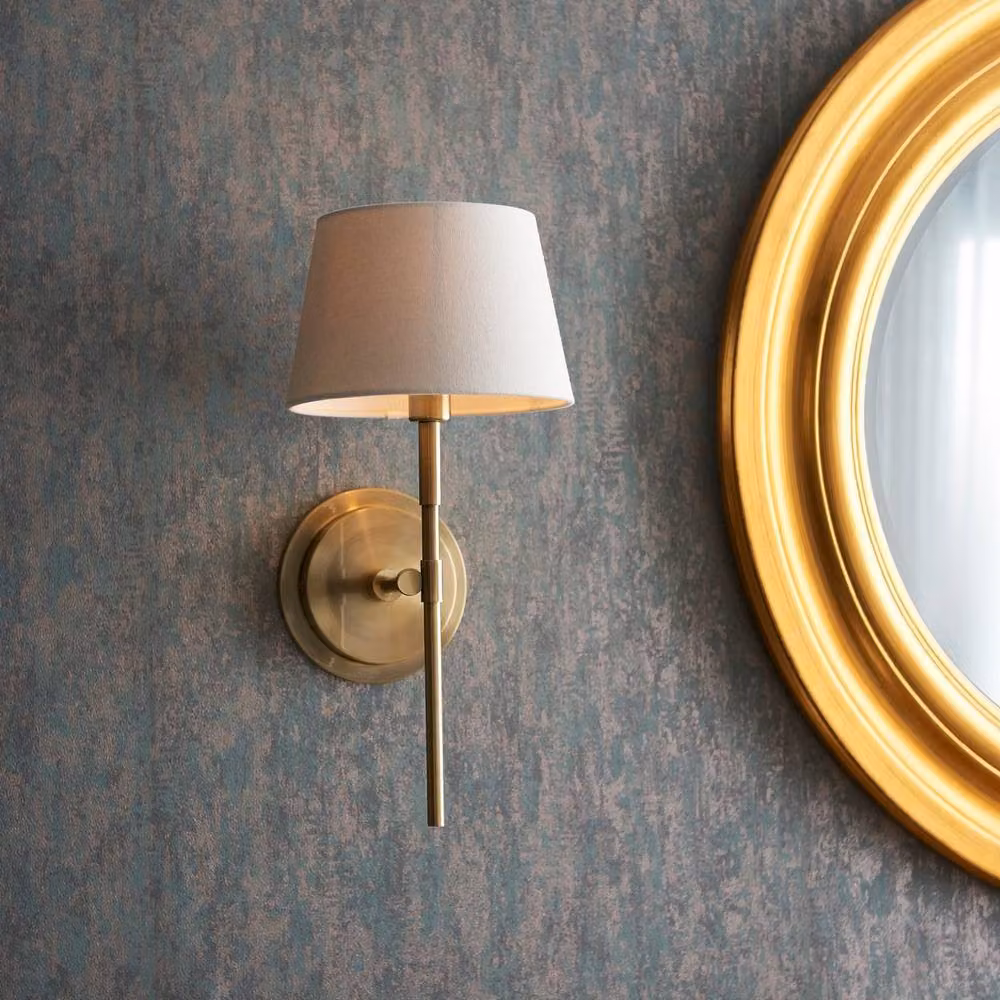 Netlighting Rennes & Cici Wall Lamp Shade in Gold Brass and Beige Linen – 2