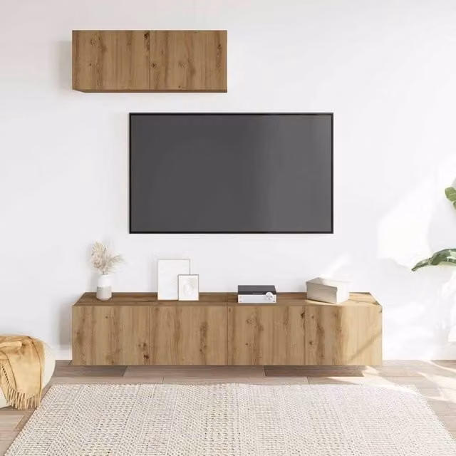 Berkfield Home Classic 3 Piece Wall-Mounted TV Cabinet Set in Brown Artisan Oak