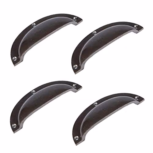 Hammer & Tongs Raw Iron Curved Cabinet Drawer Pulls, Pack of 4, W130mm x H50mm – 1