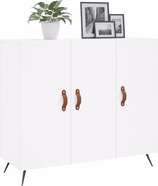 Berkfield Home White Matt Sideboard, W/D/H: 90 x 34 x 80 cm