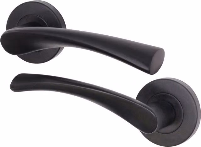 Novi Lever on Rose Door Handles, 1 Pair, Matt Black